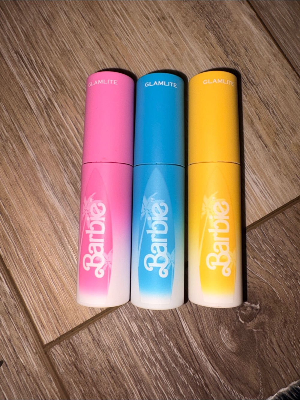 Glamlite x Barbie Lip Balm Trio - Pink, Blue & Yellow Hydrating Glosses